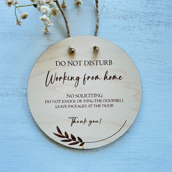 No soliciting Sign, Working from Home Sign, Front Door Sign, Wood Signs - Picture 5 of 5